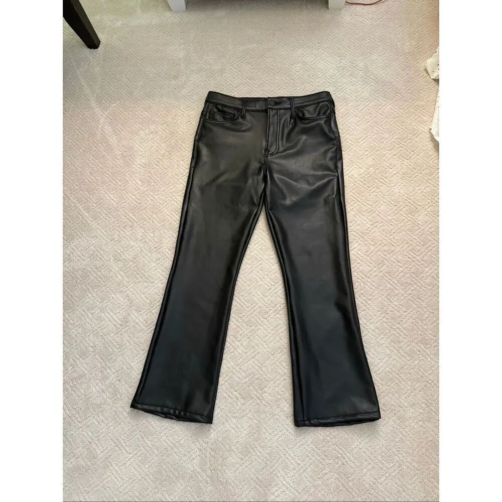 NWOT Mother Denim The Insider Faux-Leather Ankle Flare Jeans in Faux Show